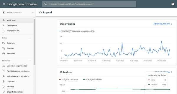 o google search console é a principal ferramenta para organizar seus esforços de SEO