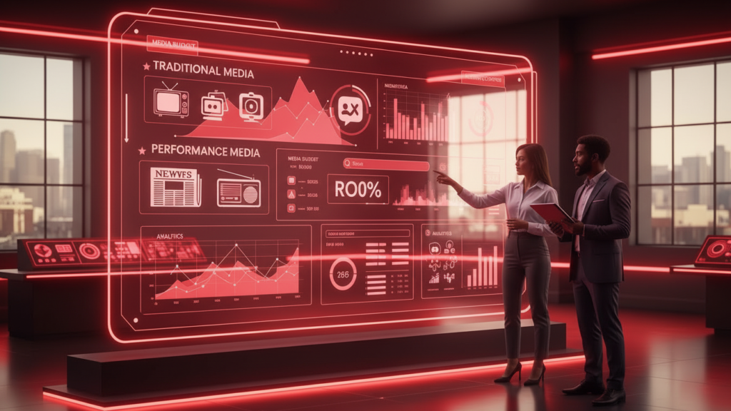 Como alocar budget de mídia tradicional para performance e provar o ROI em 2026